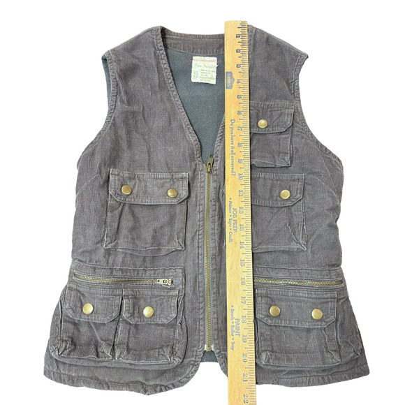 Free People Women’s XSmall Gray Corduroy Cargo Utility Multi Pocket Outdoor Vest - Picture 10 of 10